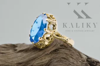  Vintage style Ακβαμαρίνη Κίτρινος χρυσός 14 καρατίων vrc134y